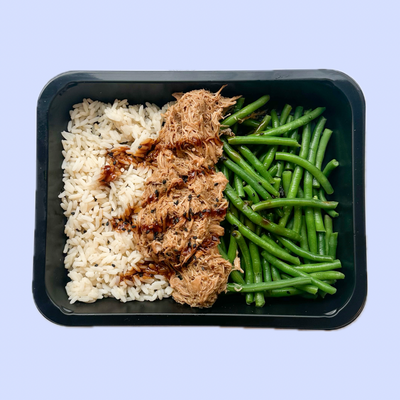 Pulled Chicken Teriyaki – sperziebonen – rijst